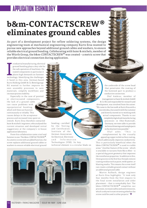 “b&m-CONTACTSCREW® eliminates ground cables”