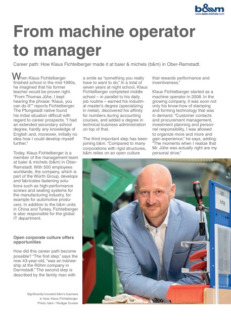 “From machine operator to manager”