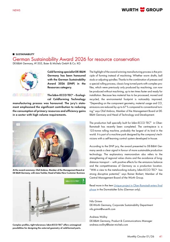 “German Sustainability Award 2026 for resource conservation”