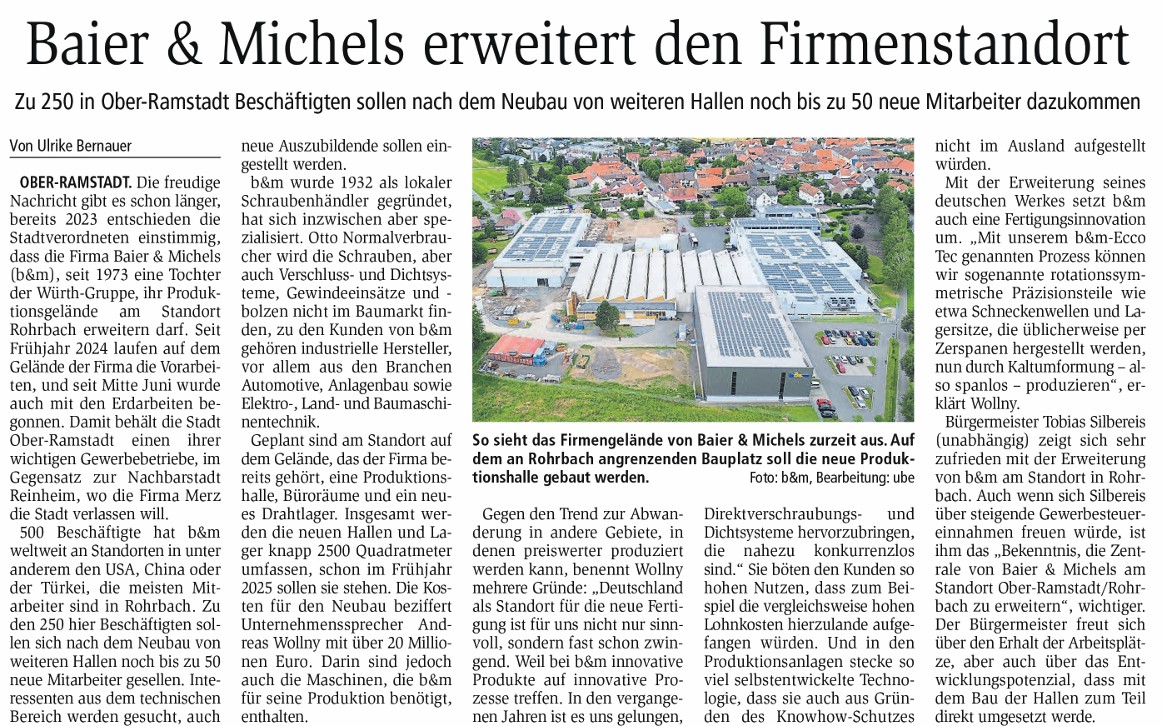 “Baier & Michels expands company site”
