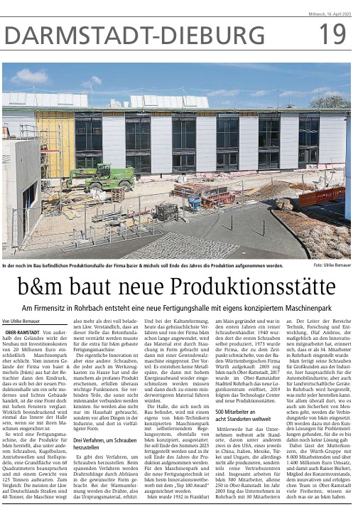 “b&m to build new production facility”